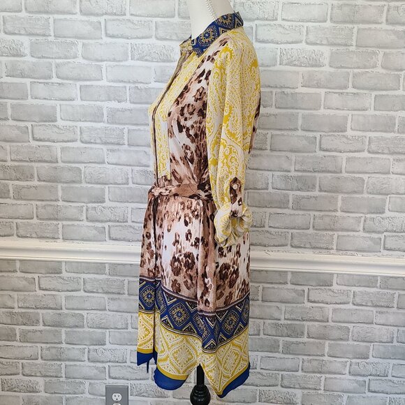 Anthropologie Fig and Flower Button Up Sheer Patchwork Blouse Dress Sm Boho - Picture 3 of 9